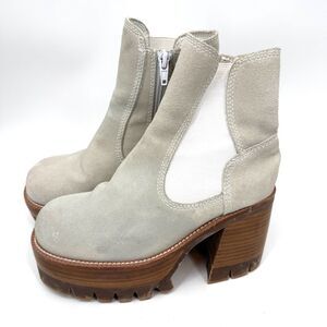 Jeffrey Campbell Free People Preston Suede Cream Platform Ankle Boot Size US 6